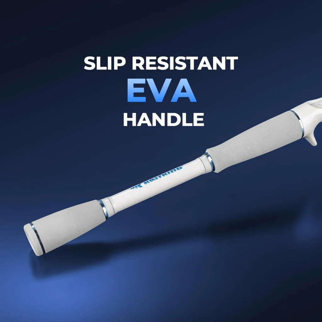 Slip resistant EVA handle on a baitcaster combo rod