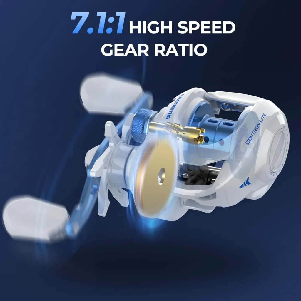 Baitcasting reel with 7.1:1 high speed gear ratio, Baitcaster combo